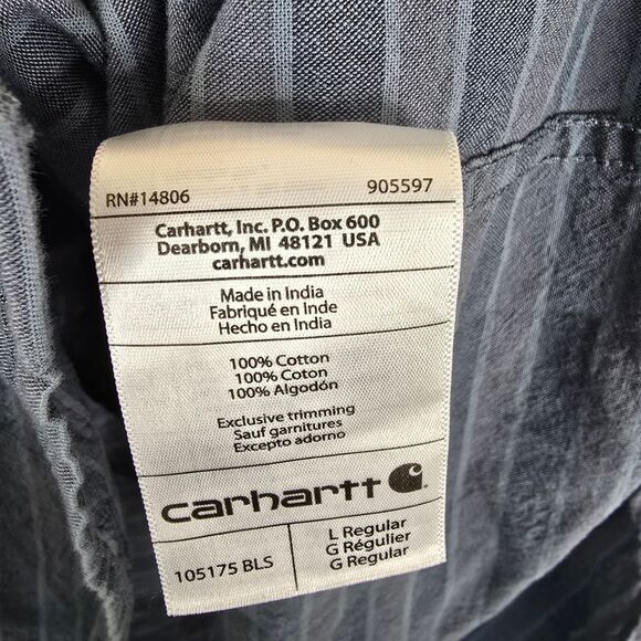 Carhartt Mens Loose Fit Short Sleeve Striped 2 Pocket Button Down Shirt Medium - Picture 5 of 6